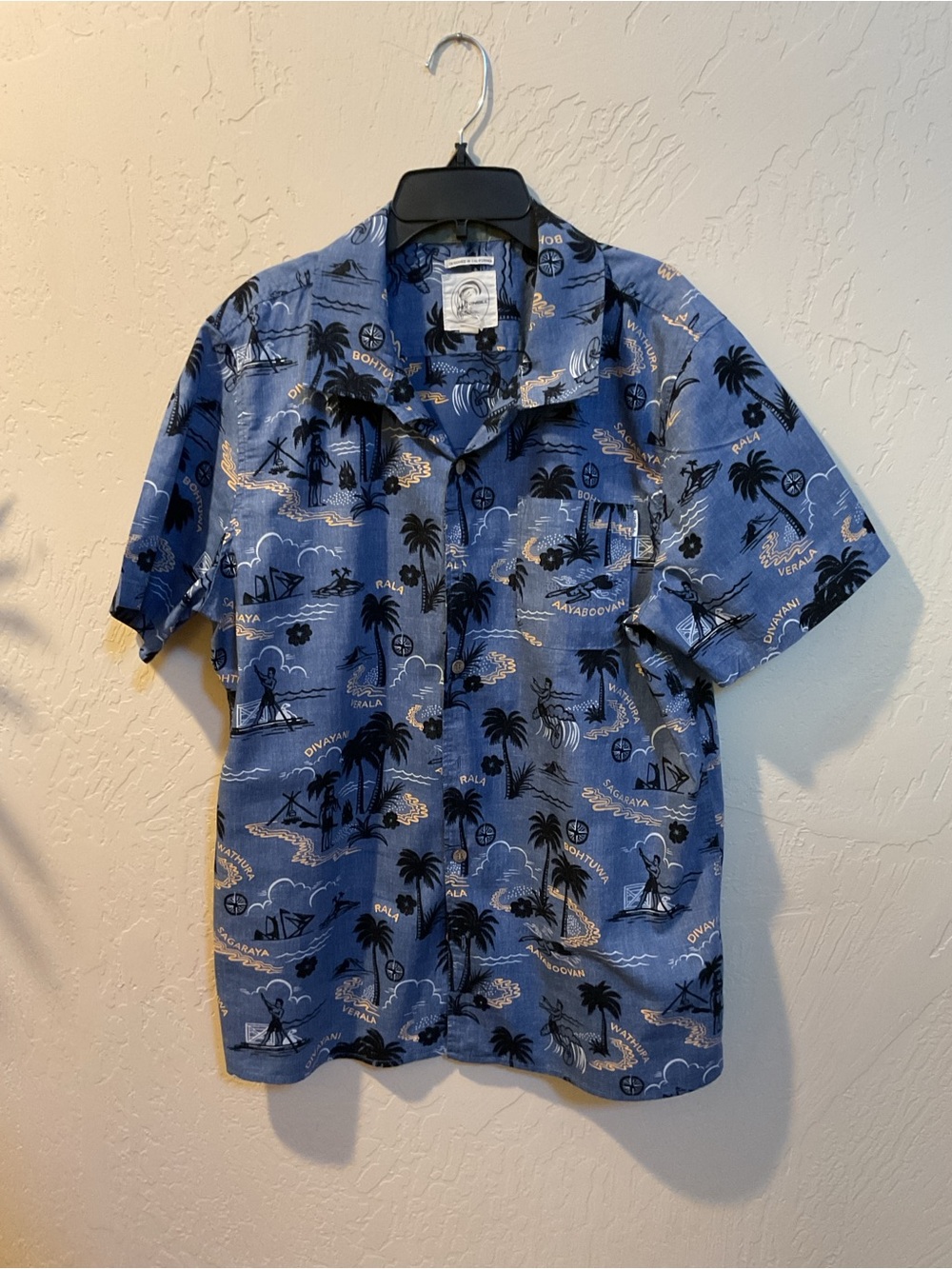 Men's O’neill Large Blue Tropical Print Short-Sleeve Shirt